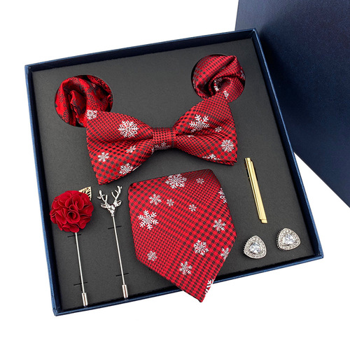  New Men's Tie Light Luxury Gift Box Wedding Tie Tie Pocket Square Brooch Cuff Father's Day Gift Box