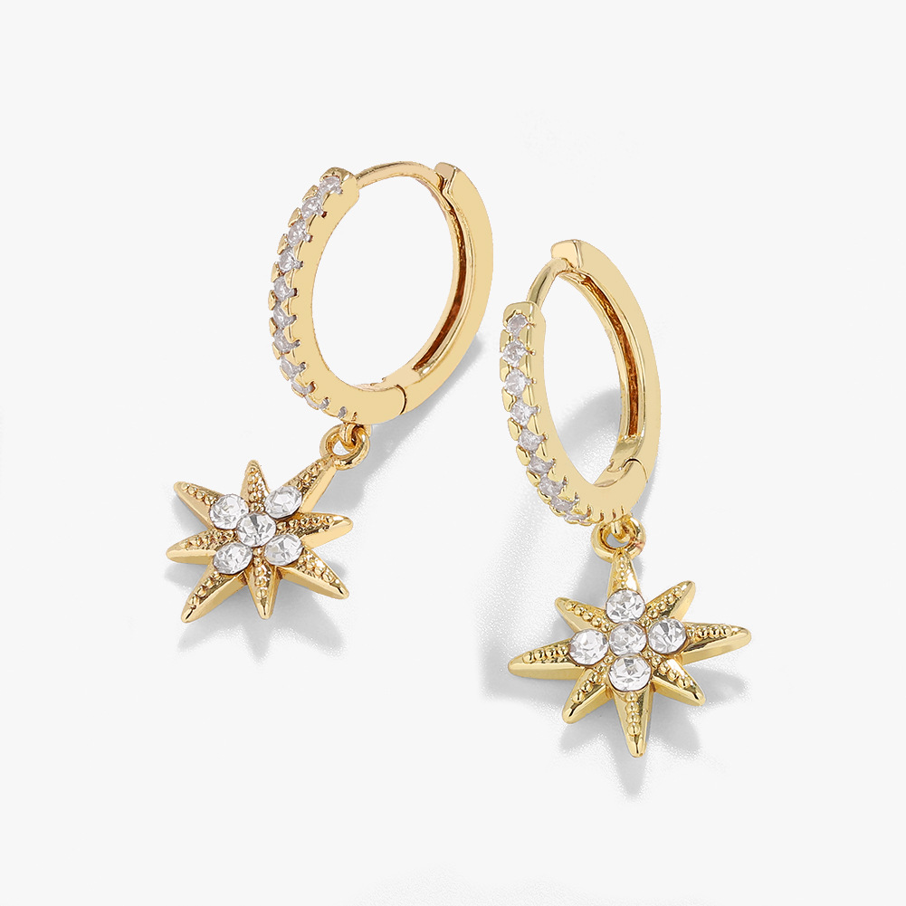 Creative Cute Star Zircon Earrings display picture 2