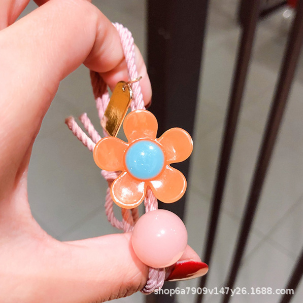 Estilo coreano ~ cuerda de pelo de los niños diosa lazo del pelo banda de goma internet celebridad ins mickey chica cola de caballo tocado flor banda de pelo cuerda de pelo