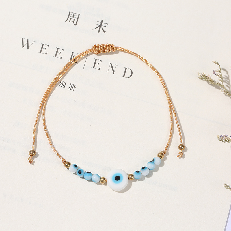 Ethnic Style Cross Eye Alloy Turquoise Rope Knitting Women's Bracelets display picture 5