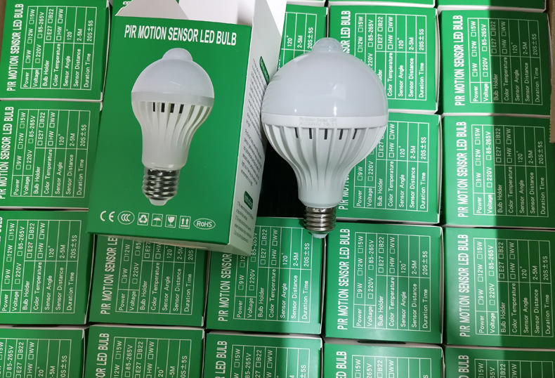 pir传感器感应灯泡人体红外线感应灯泡pir motion