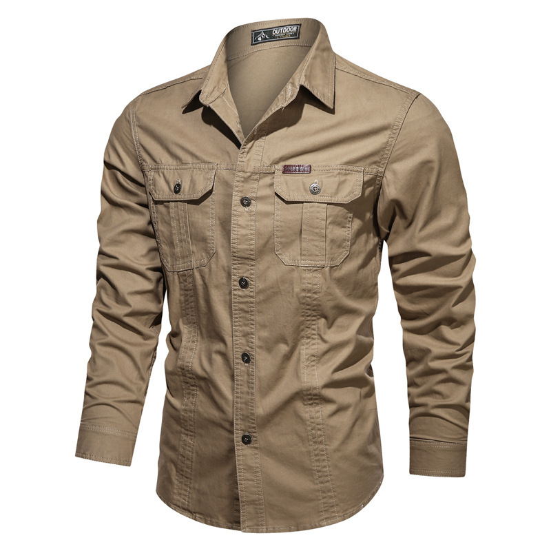 2024 Nuovo autunno casual puro cotone lavato stile militare oversize abbigliamento da lavoro manica lunga uomo_voghion.com
