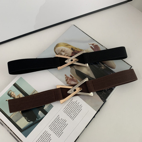 Wholesale Korean style triangular buckle waistband, simple, fashionable and versatile belt for women, elastic elastic waist, slimming