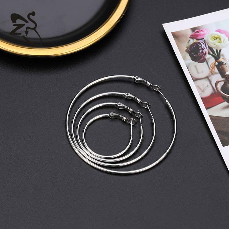 European American Elegant Face-Slimming Metal Earrings Exaggerated Large Hoop Earrings Titanium Steel Earrings Wholesale detail image 9