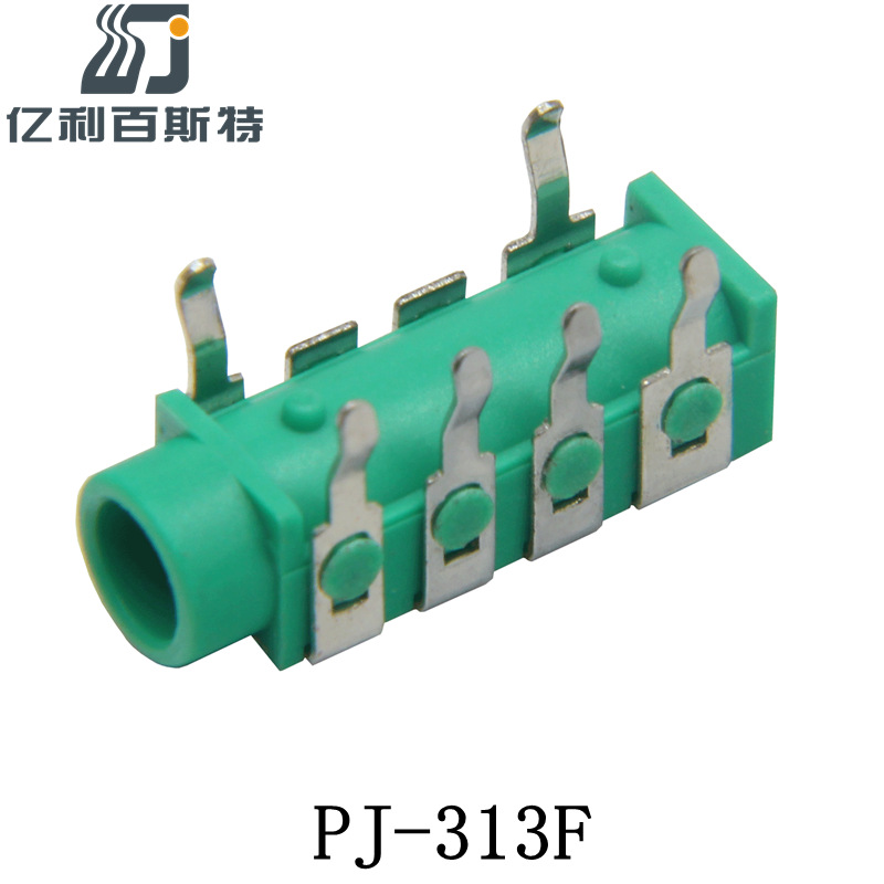 厂家供应四节六脚耳机插座3.5插件PJ-313E耐高温音频插座