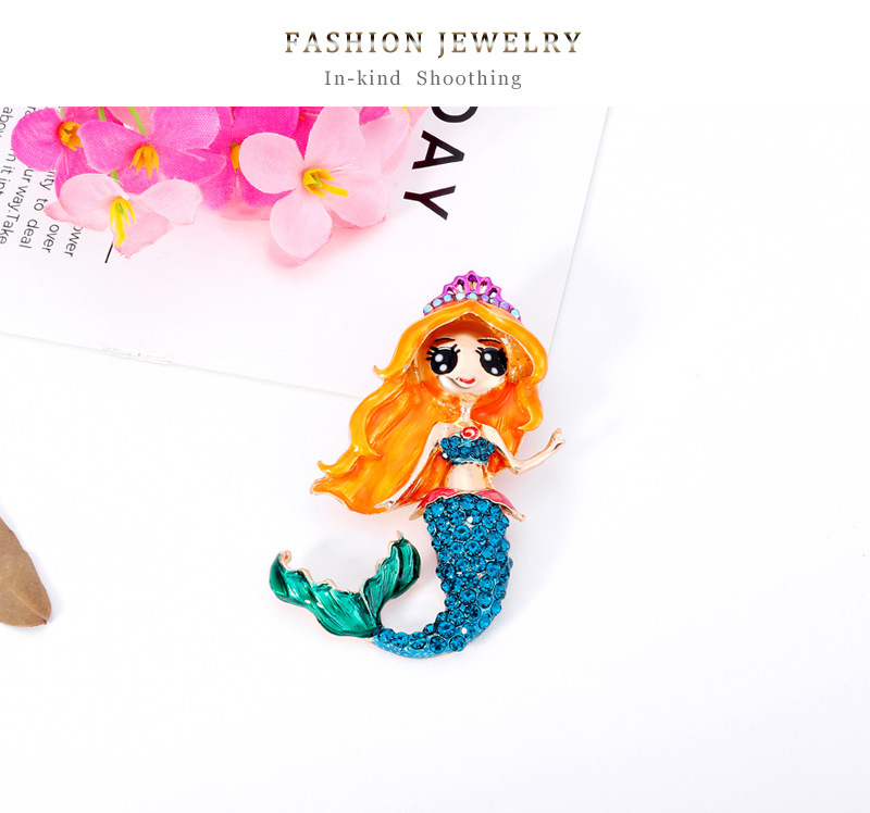 Cartoon Fashion  Alloy Diamond Mermaid Dripping Brooch display picture 4