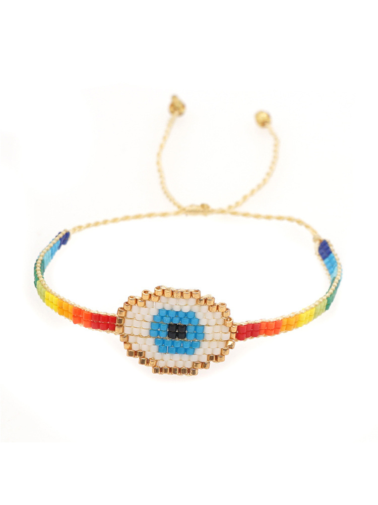 Bohemian Hand-woven Turkish Blue Eyes Rainbow Ethnic Bracelet display picture 6