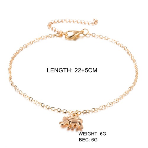 European and American cross-border new product ankle chain, alloy small elephant women's ankle chain, single-layer simple elephant ankle chain