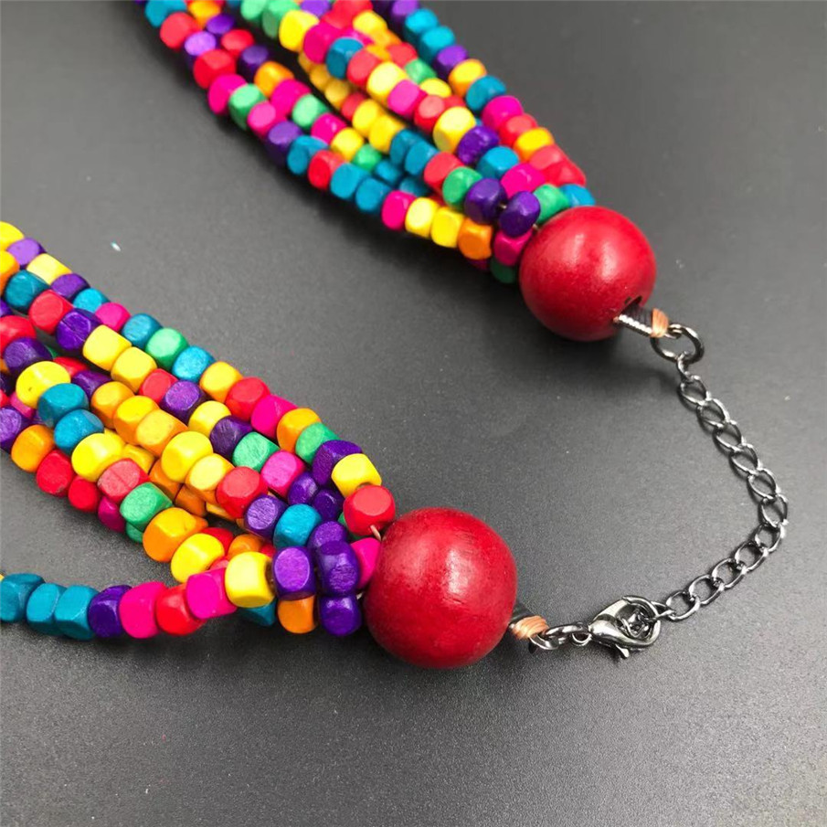 Retro Ethnic Style Colorful Solid Color Wood Beaded Women's Long Necklace display picture 2