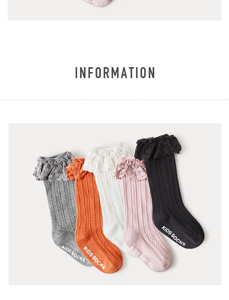 Children's Socks For Autumn And Winter New Solid Color Lace Middle Tube Socks Autumn Cotton Baby Wholesale display picture 11