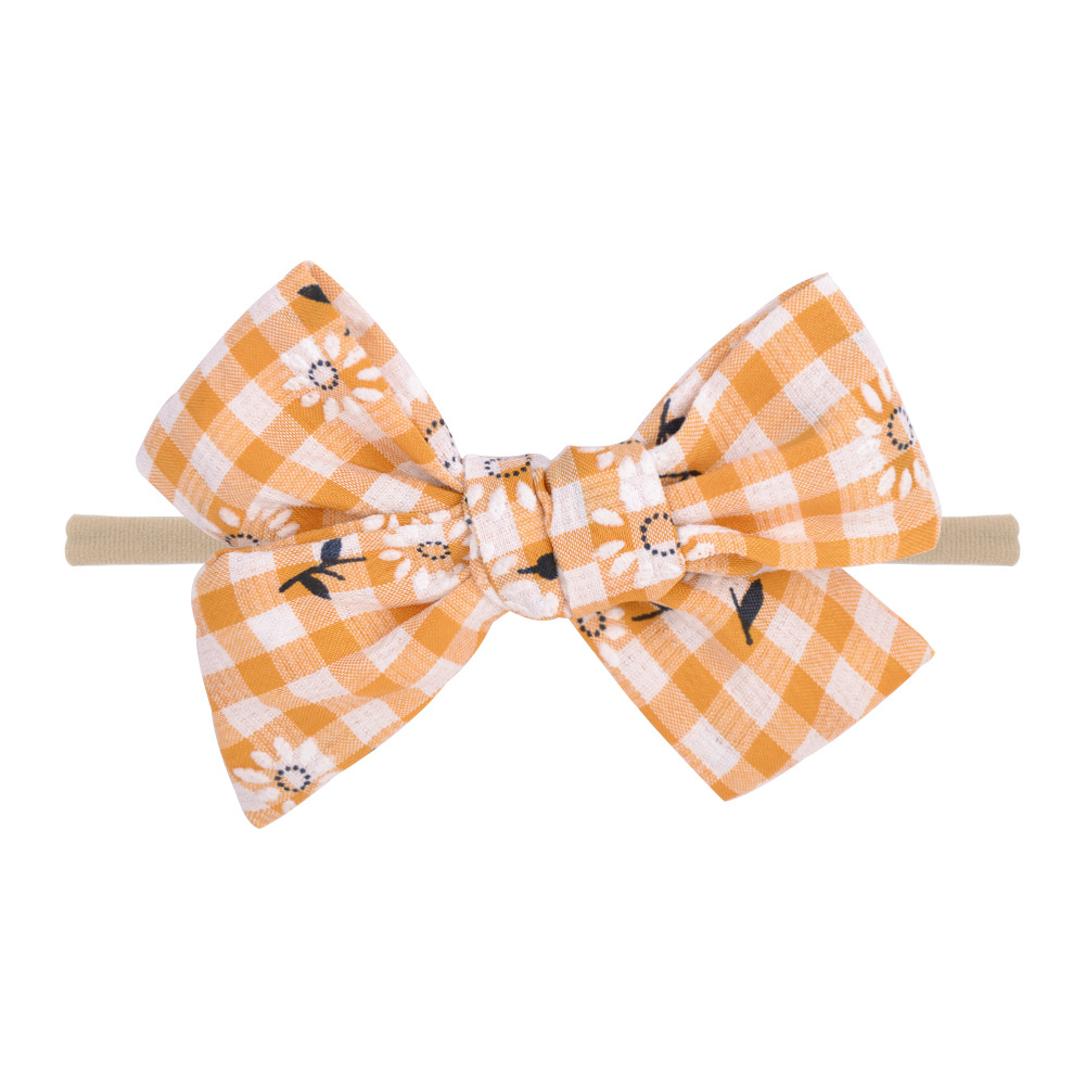 New Style Plaid Bow Flower Nylon Hairband Set display picture 6