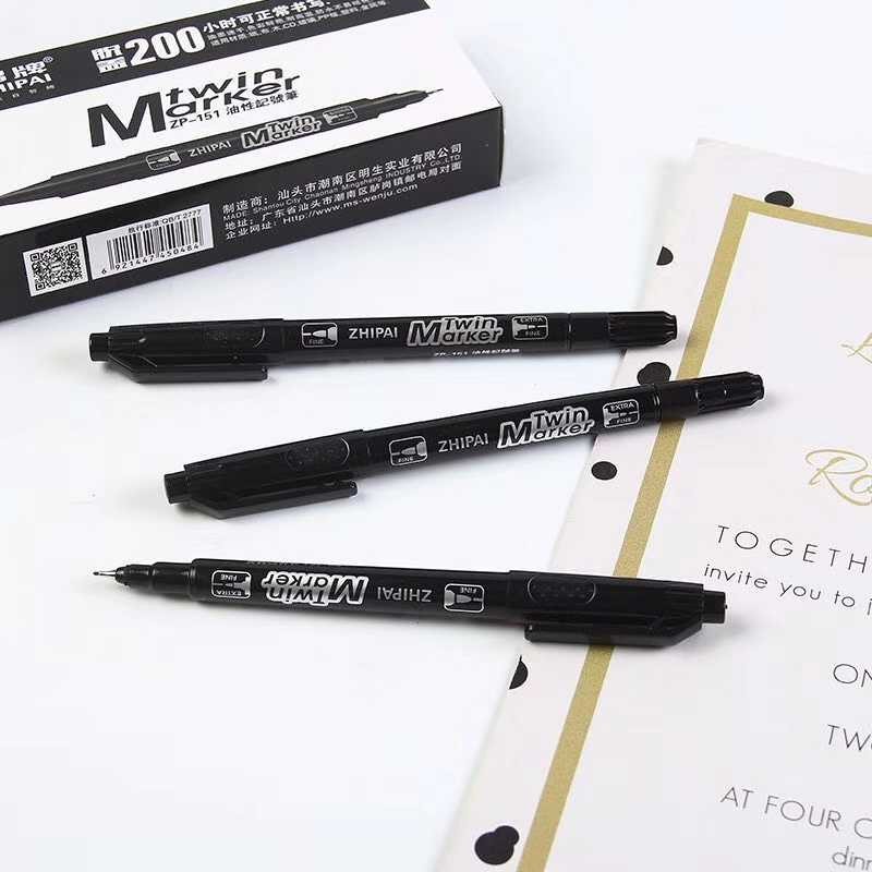 智牌151小双头记号笔 油性勾线笔 细双头 200小时不干 油性不掉色|ms