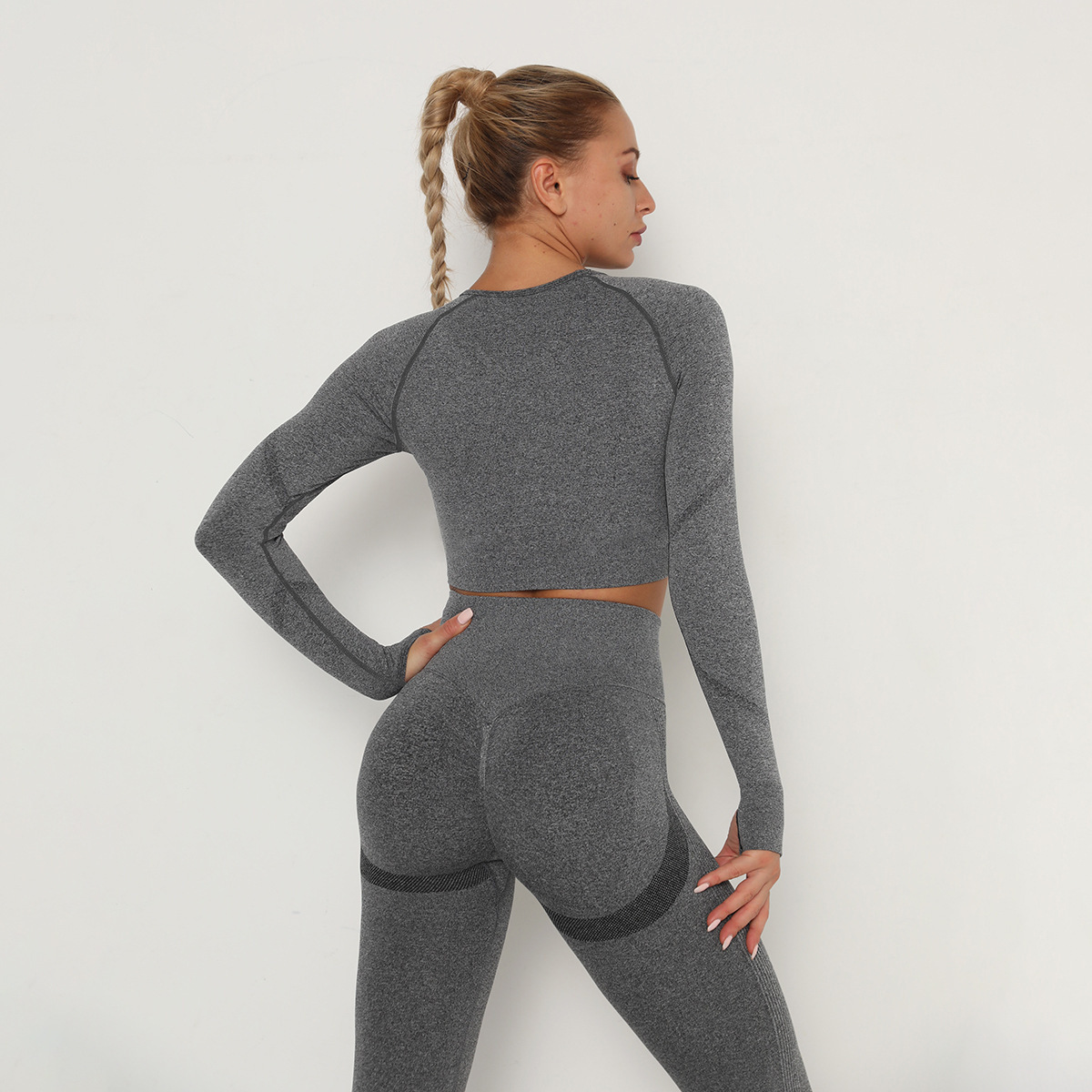 seamless long-sleeved high-stretch quick-drying fitness yoga wear NSLX14711