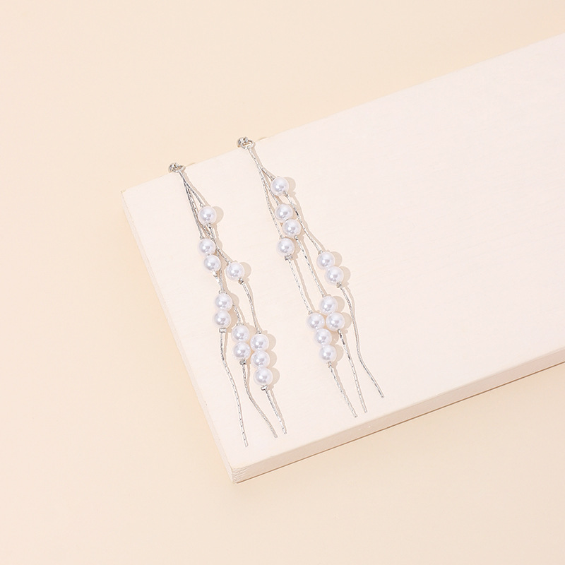 6g Weight Earrings Classification Wedding, Travel, Birthday, Festival Occasion Women'S Gender Fashion Style Gold, Silver Color Fashion Pearl  -one Tassel Earrings 2