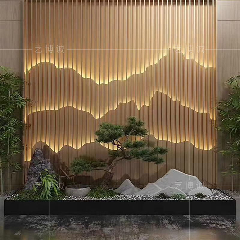 户外庭院304中式不锈钢山水屏风 售楼处园林不锈钢山峦景墙-阿里巴巴
