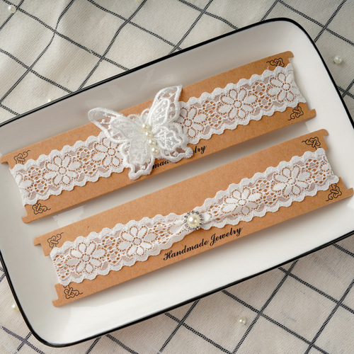 European and American bridal garters embroidered butterfly garters sexy lace thigh rings Western wedding Amazon cross-border
