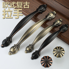 Solid wood wardrobe door handle, European-style antique bronze cabinet knob, single-hole drawer pull—antique black hardware for furniture cabinets