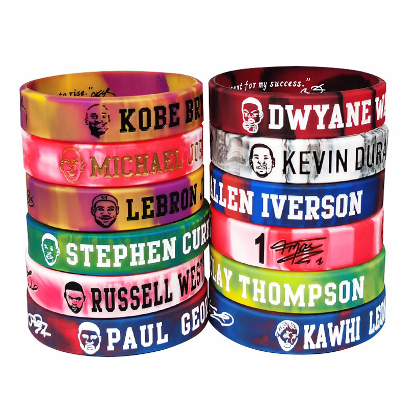 球星头像励志硅胶手环熔岩学生个性篮球球迷运动迷彩色礼物手链男|ms