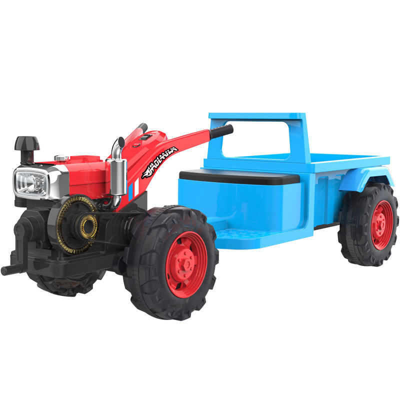手扶拖拉机电动玩具车可坐人四轮双人男孩女孩儿童带斗拖拉机电动
