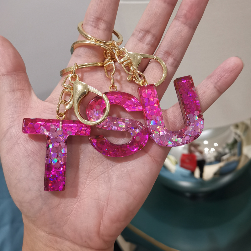 1 Piece Quantity Daily Occasion 1 Piece Fashion Letter Resin Metal Sequins Women's Keychain