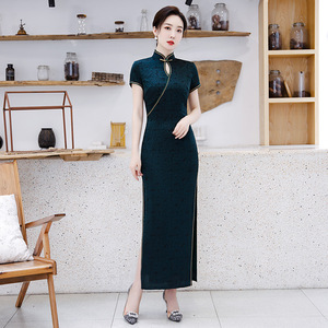 Chinese Dress cheongsam for womenJacquard long cheongsam retro dress