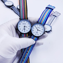 MRUIKA廣州夢瑞卡彩虹帆布帶石英休閑圓形指針考試專用石英手表