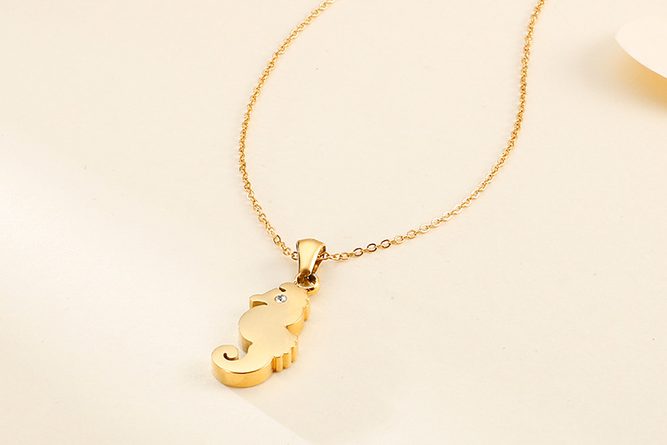 stainless steel necklace and earrings two-piece new creative seahorse animal jewelry