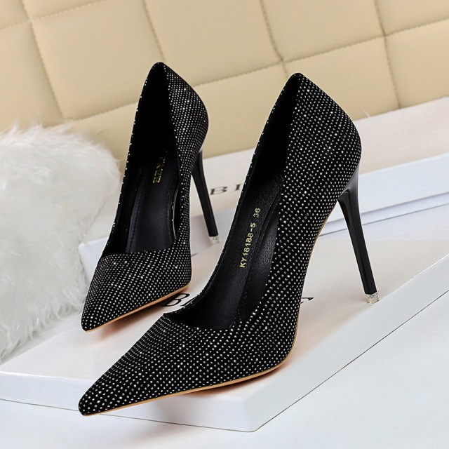 European and American fashion show thin thin heel super high heel shallow mouth pointed sexy nightclub high heel