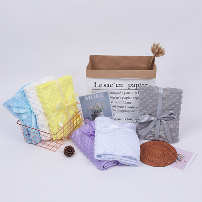 新款 素色豆豆毯 双面超柔压泡绒毯 婴儿毯儿童毯小毛毯盖毯 批发|ru