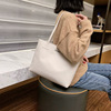 Capacious polyurethane shoulder bag to go out, white work fashionable linen bag