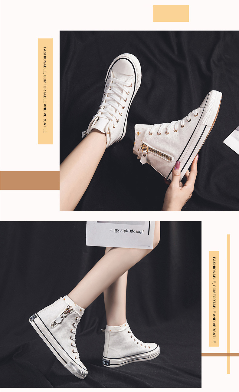 Nieuwe hoge canvas schoenen dames S-schoenen Koreaanse versie van de studenten Alle match sneakers Casual schoenen met hoogteverhoging Kleine witte schoenen_voghion.com