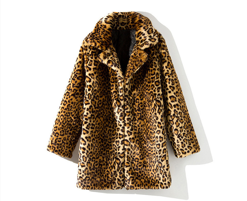 European and American factory direct 2021 imitation fur leopard print coat women's sexy Joker long suit collar coat coat European and American factory direct 2021 imitation fur leopard print coat women's sexy Joker long suit collar coat coat