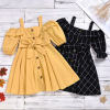 Dress European and American fashion pure cotton woven sling princess skirt two colors