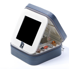 歐式便攜式珠寶首飾收納盒耳釘盒戒指首飾盒拉鏈12*12*5.5