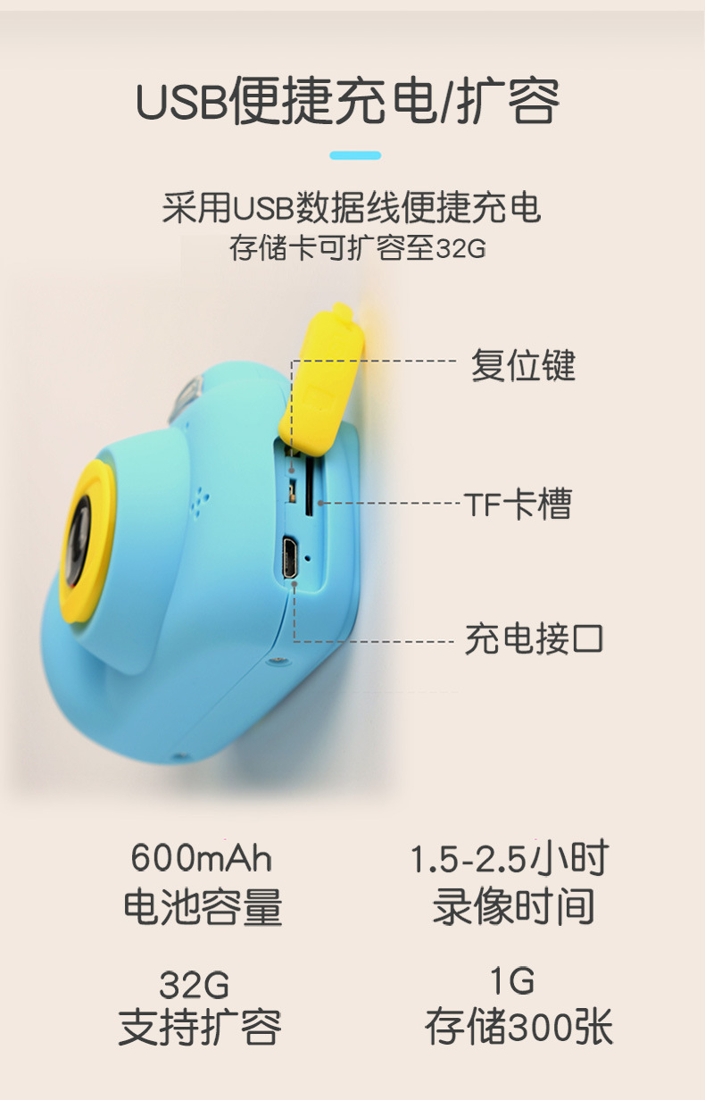 D6前后1800W可自拍小单反双摄玩具照相机礼品mini相机详情图7