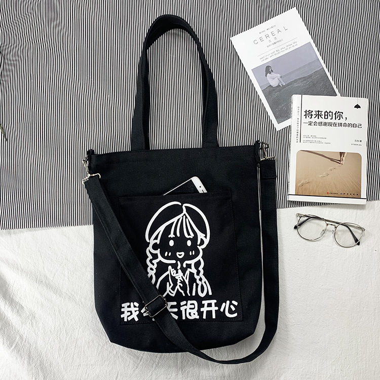 Bolso de lona femenino crossbody estudiante japonés versátil coreano Harajuku ulzzang chica ins hombro bolsa de mensajero de lona