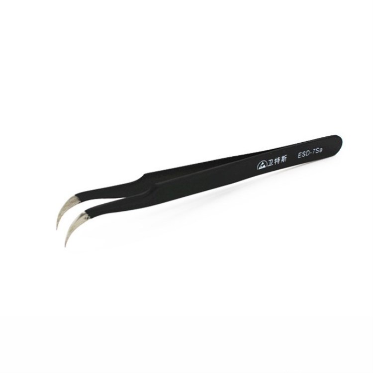 卫特斯 ESD-7sa黑色弯头不锈钢镊子美睫挑燕窝毛镊子粉刺黑头夹子