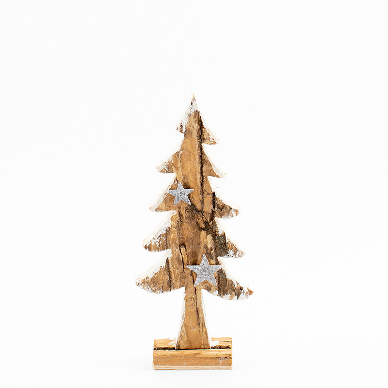 Decoración del árbol de Navidad de madera natural abedul blanco decoración de escritorio de madera de lecho decoración de ventanas de hotel mostrador pequeño árbol de Navidad