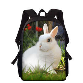 一件代发跨境双肩包印制图案小白兔外贸印花学生书包儿童背包