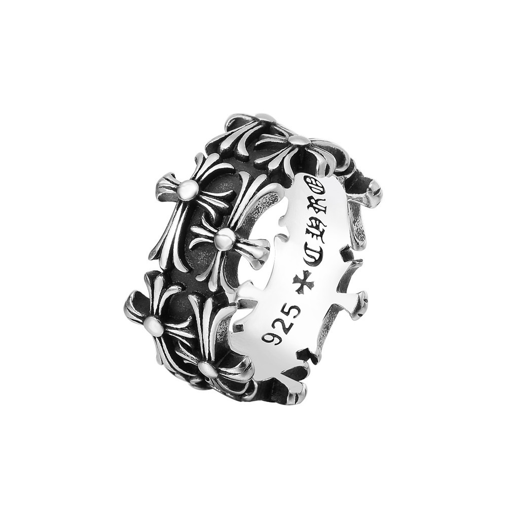 R0853-HK02 外贸饰品批发  新款个性复古十字架男士钛钢戒指