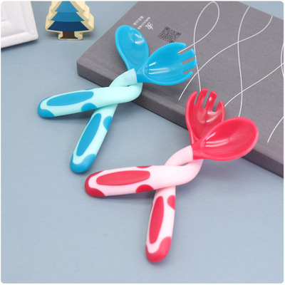 2 Transparent box Discoloration Shilly Bend Fork spoon baby Having dinner Temperature sensing security Fork spoon suit