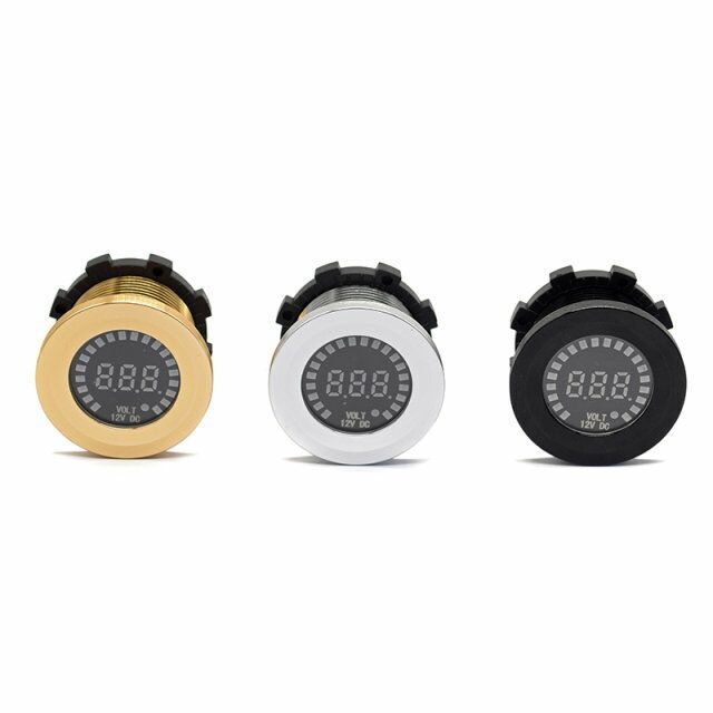 新品 金属铝合金彩屏数显电压表 12V 24V 汽车电压表颜色可选