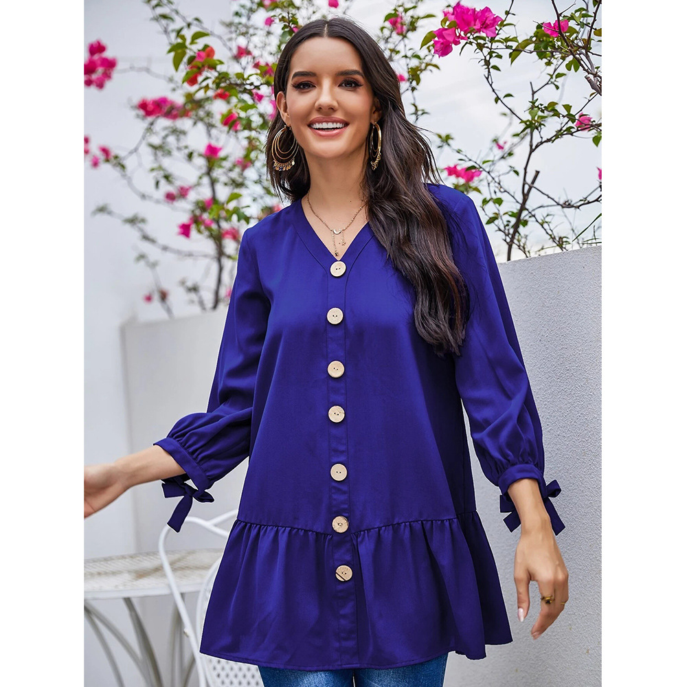 new long-sleeved mid-length chiffon shirt  NSSA40042