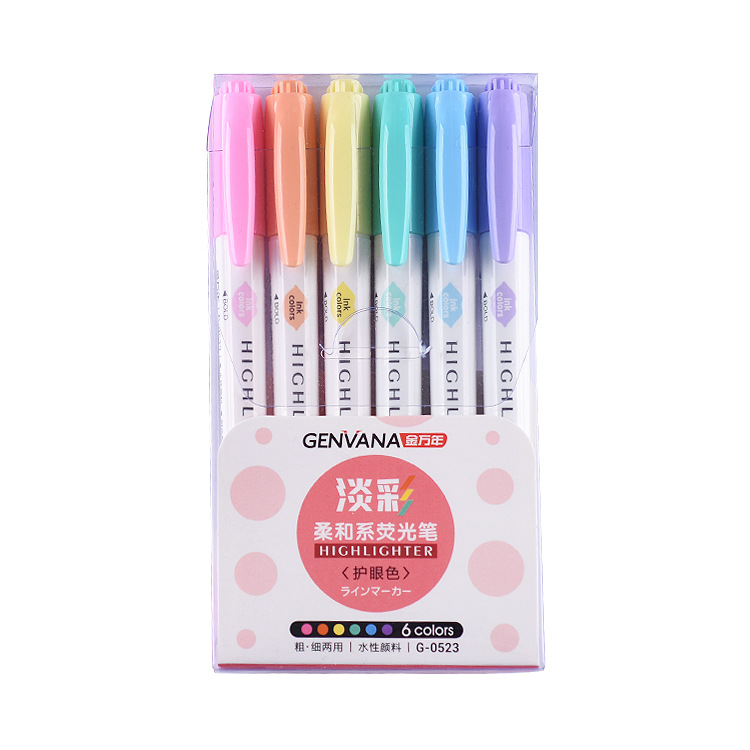 Golden years G-0523 Double head Size Eye protection 6 suit Fluorescent pen student Emphasis colour marking pen