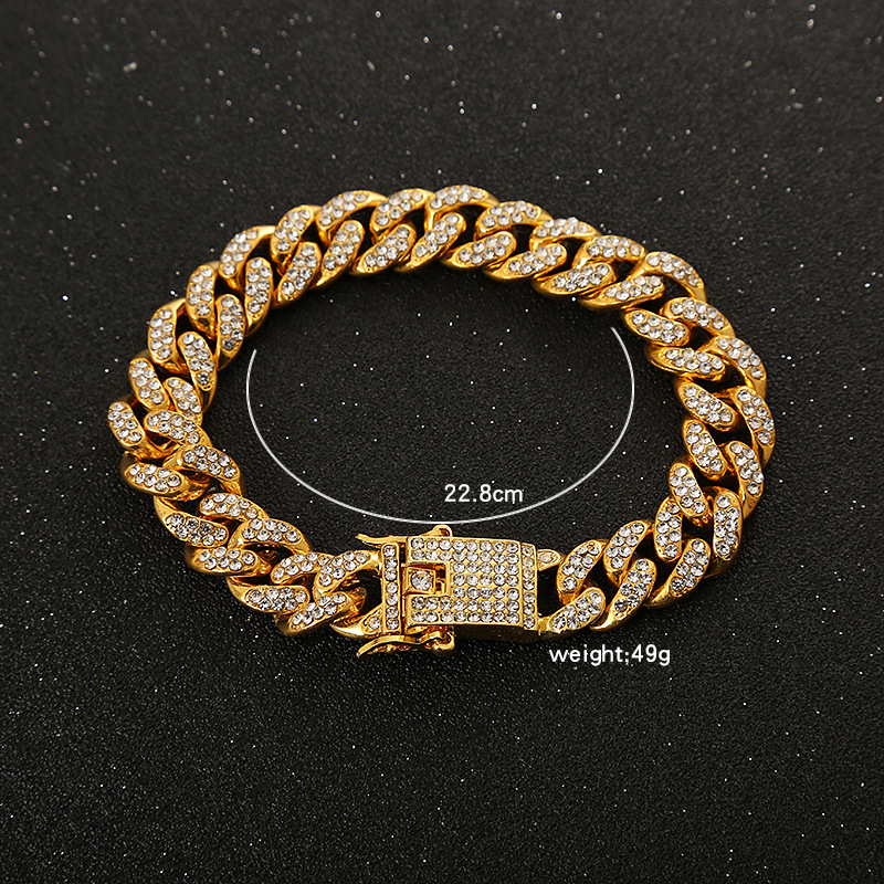 1 Piece Quantity 1 Piece Hip-Hop Geometric Alloy Zinc Alloy Inlay Rhinestones Women's Cuban Link Chain Curb Chain Chain Necklace Anklet Necklace