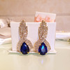 Glossy crystal, universal earrings, European style, micro incrustation