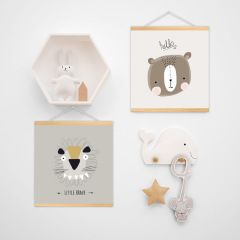 Children's room decorative painting boy and girl room bedroom bedside hanging painting living room Nordic cartoon animal hanging painting