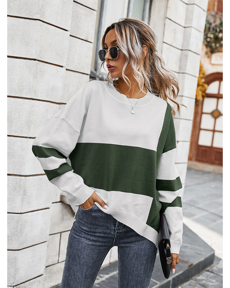 women s new autumn fashion contrast stitching sweater wholesale NSKA199