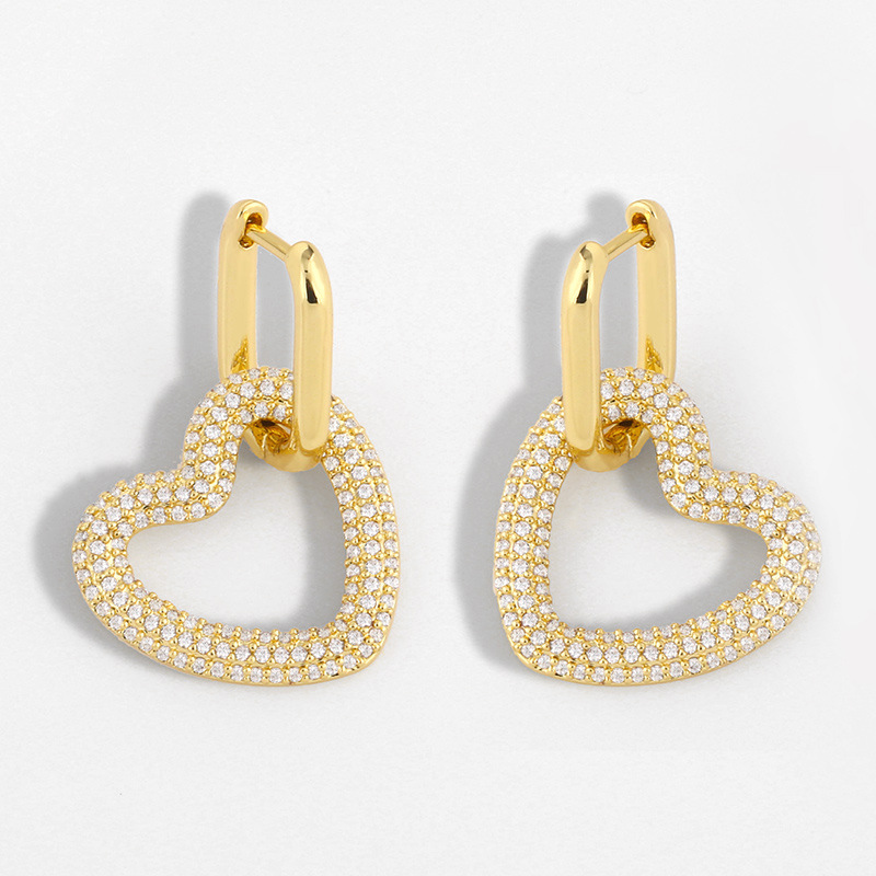 Nouvelles Boucles D&#39;oreilles À Double Anneau Géométrique De Verrouillage Boucles D&#39;oreilles En Diamant Simples Boucles D&#39;oreilles Hip Hop Rétro En Gros Nihaojewelry display picture 12