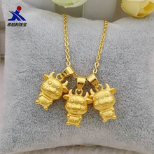 黄铜镀金發财福萌牛吊坠电镀仿金生肖属相首饰品2021爆款女士项坠